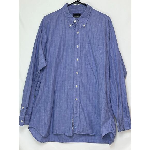 Gitman Bros Mens Size 18-36 Blue Plaid Button Front Long Sleeve Dress Shirt - Picture 1 of 8